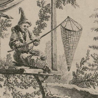 La pêche à l'épuisette (Suite de 12 pêcheurs et chasseurs, n°2) - Pillement