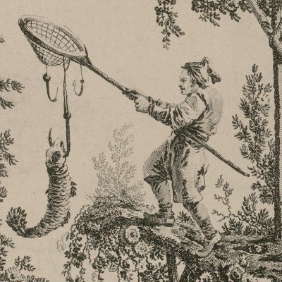 La pêche au crochet (Suite de 12 pêcheurs et chasseurs, n°11) - Pillement