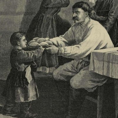 Visite au parrain pour le Nouvel An, en Petite Russie (L'Illustration universelle, n°1509, 1er janv. 1898, p. 7) - Tkatchenko