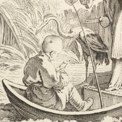 La pêche au Cormoran (Scènes de la vie Chinoise) - Huquier d'après Boucher
