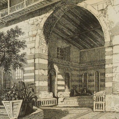Intérieur de la maison de M. Baudin, consul de France à Damas (La Syrie, l'Égypte, la Palestine et la Judée…) - Dauzats