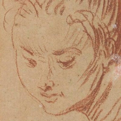 Tête de jeune femme - d'après Watteau