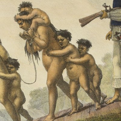 Soldats indiens de Coritiba et prisonnières (Voyage pittoresque et historique au Brésil, t.1) - Debret