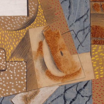 Composition avec une grappe de raisin et une poire tranchée - Picasso