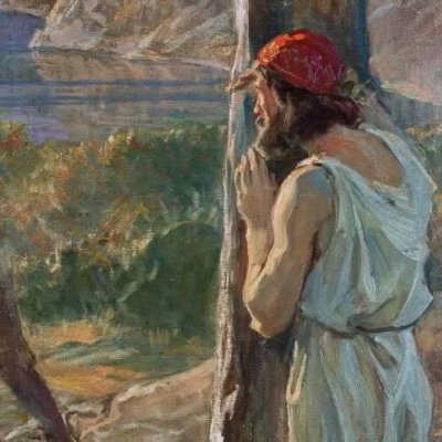 Ulysse observe son père Laërte (Odyssée d'Homère par Jan Styka)