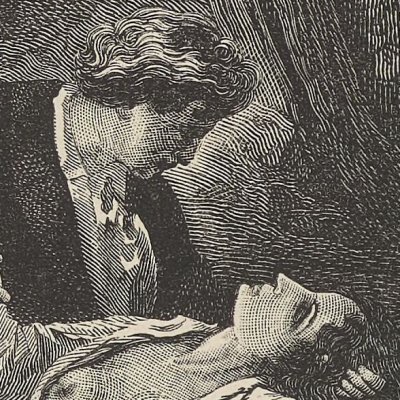 Les grandeurs du désespoir. Mort d'Éponine (Les Misérables, 4e partie, L'idylle…) - Méaulle d'après Neuville 