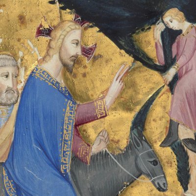 L'entrée à Jérusalem (Bible historiale de Naples, f162r)