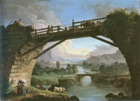 La Passerelle (Un pont sous lequel on découvre les campagnes de Sabine) - Robert