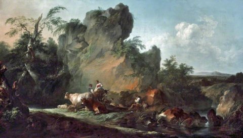 Paysage avec figures et animaux - Loutherbourg