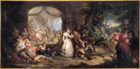 Les Noces d'Angélique et de Médor (carton de tapisserie) - Charles Coypel