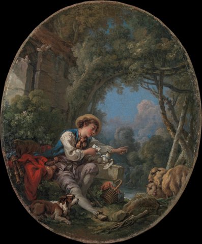 Le départ du courrier (Quatre pastorales) - Boucher