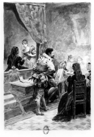 Dessin préparatoire de Lamothe en vue d’une gravure pour La Princesse de Clèves
