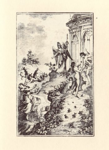 Frontispice de <i>La Nouvelle Justine ou Les Malheurs de la Vertu suivie de l’histoire de Juliette, sa sœur</i>. Ouvrage orné d’un frontispice et de cent sujets gravés avec soin, [Paris, Colnet du Ravel,] 1797 [1799], cote Bnf Enfer2511