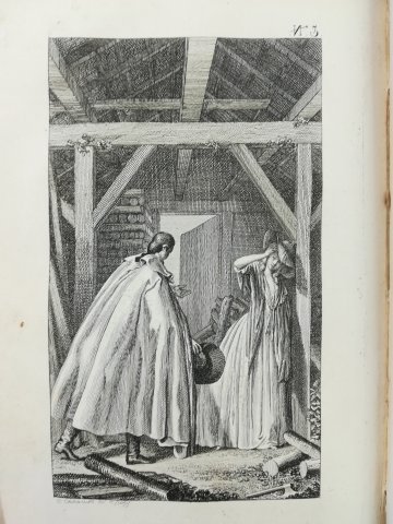 Lovelace dans le bûcher, estampe tirée de Clarisse Harlowe, 1785