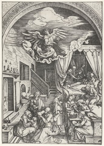 La naissance de la Vierge (Vie de la Vierge, fig5) - Dürer