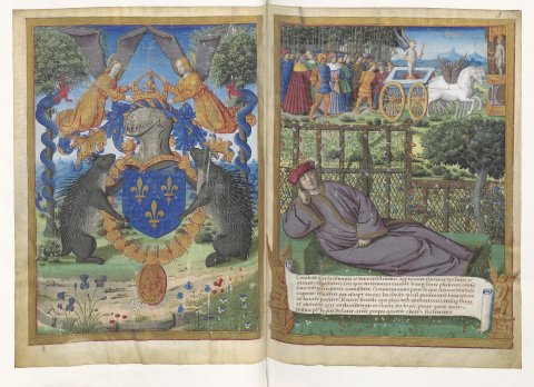 Pétrarque rêve les Triomphes (Ms offert par G. d'Amboise à Louis XII Rouen 1503)