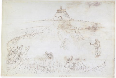 Rencontre avec Caton devant le mont du Purgatoire (Dante, Purgatoire, chant 1) - Botticelli