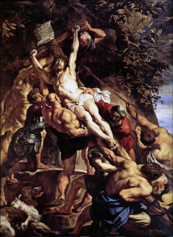 Érection de la croix (triptyque de la cathédrale d’Anvers) - Rubens
