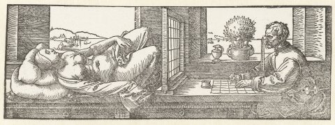 Dürer, Artiste dessinant une femme allongée
