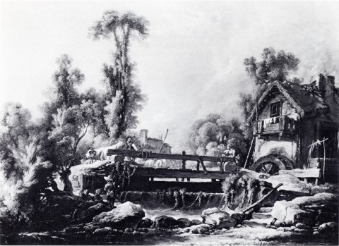 Un Paysage où l’on voit un moulin à l’eau - Boucher