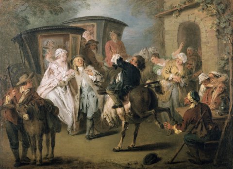 Ragotin à cheval avec sa carabine, 1729-1732, huile sur toile, 28,7x38,3 cm, Berlin, Nouveau Palais de Sans-Souci
