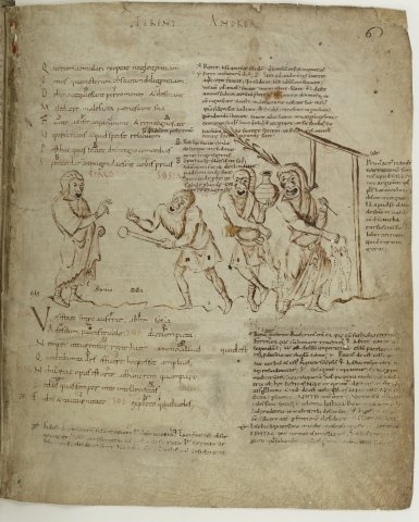 L’Andrienne, acte I, scène 1 (Térence, Latin 7899, 9e s, F°6)