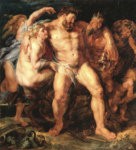 Hercule ivre soutenu par un faune et une faunesse, (1601-1608 ?), Gemäldegalerie, Dresde