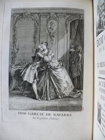 Molière, Dom Garcie de Navarre, gravure de Laurent Cars d’après François Boucher pour l’édition de 1734 des œuvres de Molière, Versailles, Bibliothèque municipale centrale