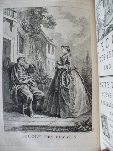 Molière, L'École des femmes, engraving by Laurent Cars after François Boucher, 1734