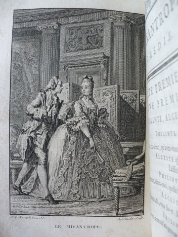 Molière, Le Misanthrope, engraving by Antoine Jean Duclos after Jean Michel Moreau le Jeune, 1773