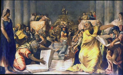 Tintoretto, Jesus among the doctors, 1542-3, oil on canvas, Milano, Museo del Duomo