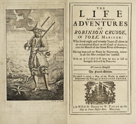 Robinson Crusoé (frontispice de l’édition originale de 1719) - Clark & Pine