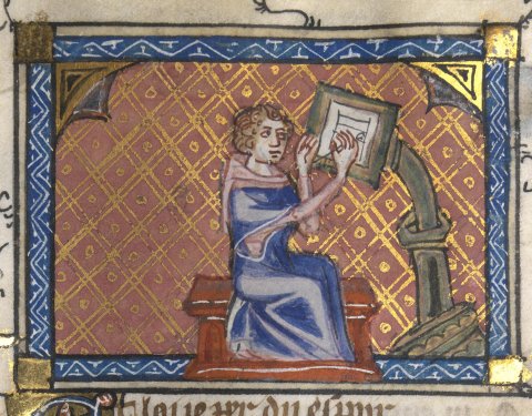 Enlumineur au travail (Roman de la rose, NLW MS 5016D)