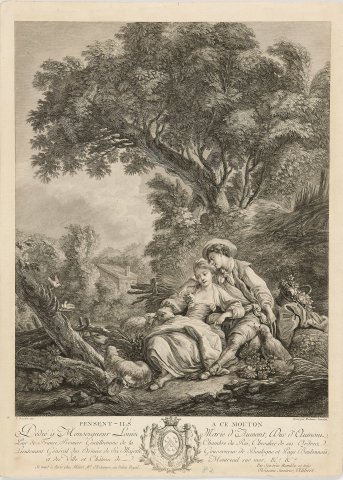 Pensent-ils à ce mouton ? - Madame Jourdan d'après Boucher