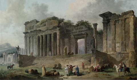 Les ruines du fameux temple de Persépolis, à Balbec - Hubert Robert