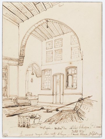 Maison dite de Nicolas Sekazan à Damas (dessin) - Adrien Dauzats