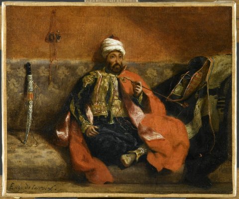 Turc fumant, assis sur un divan - Delacroix
