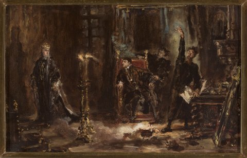 Twardowski conjure l'esprit de Barbara pour Sigismond Auguste - Matejko