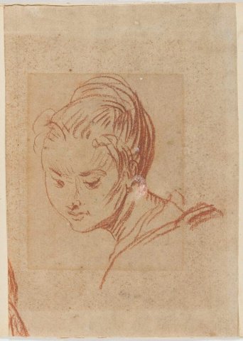 Tête de jeune femme - d'après Watteau