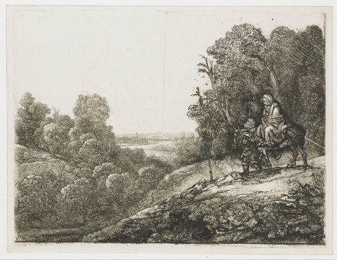 La fuite en Égypte - Rembrandt d'après Seghers
